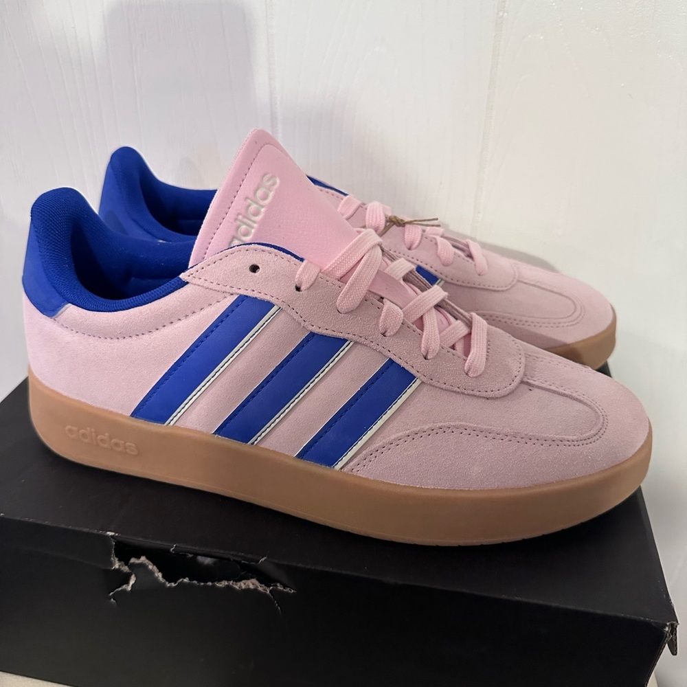 adidas Pink and Blue Suede Low-Top Sneakers - Picture 3 of 5